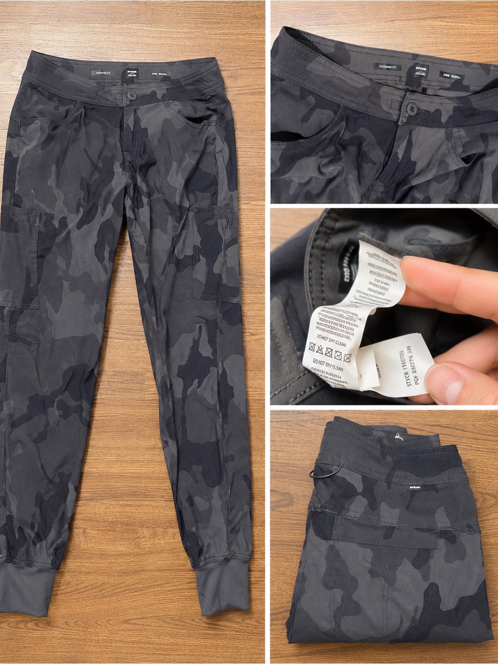 prAna Women's Halle Jogger II Charcoal Camo Hiking Pants - Size 2 Regular